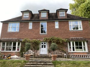 Exterior painting on commercial building